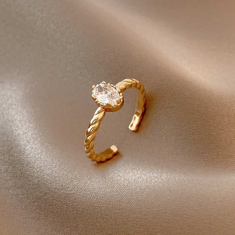 Celebrity Light Luxury Zircon Ring Female Simple Personality