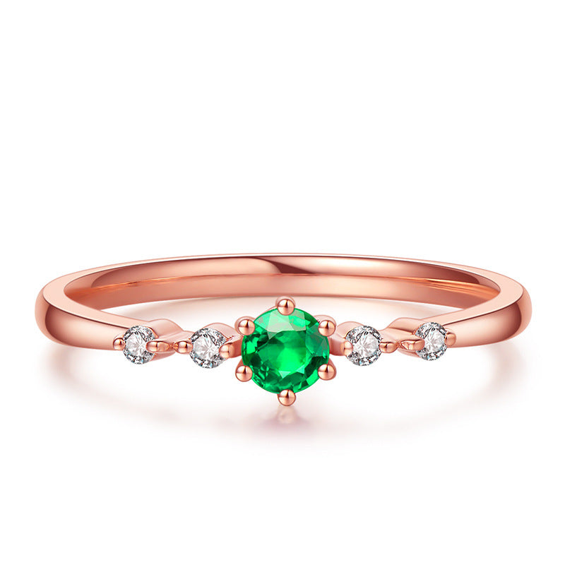 Emerald Plated 18K Rose Gold Ring