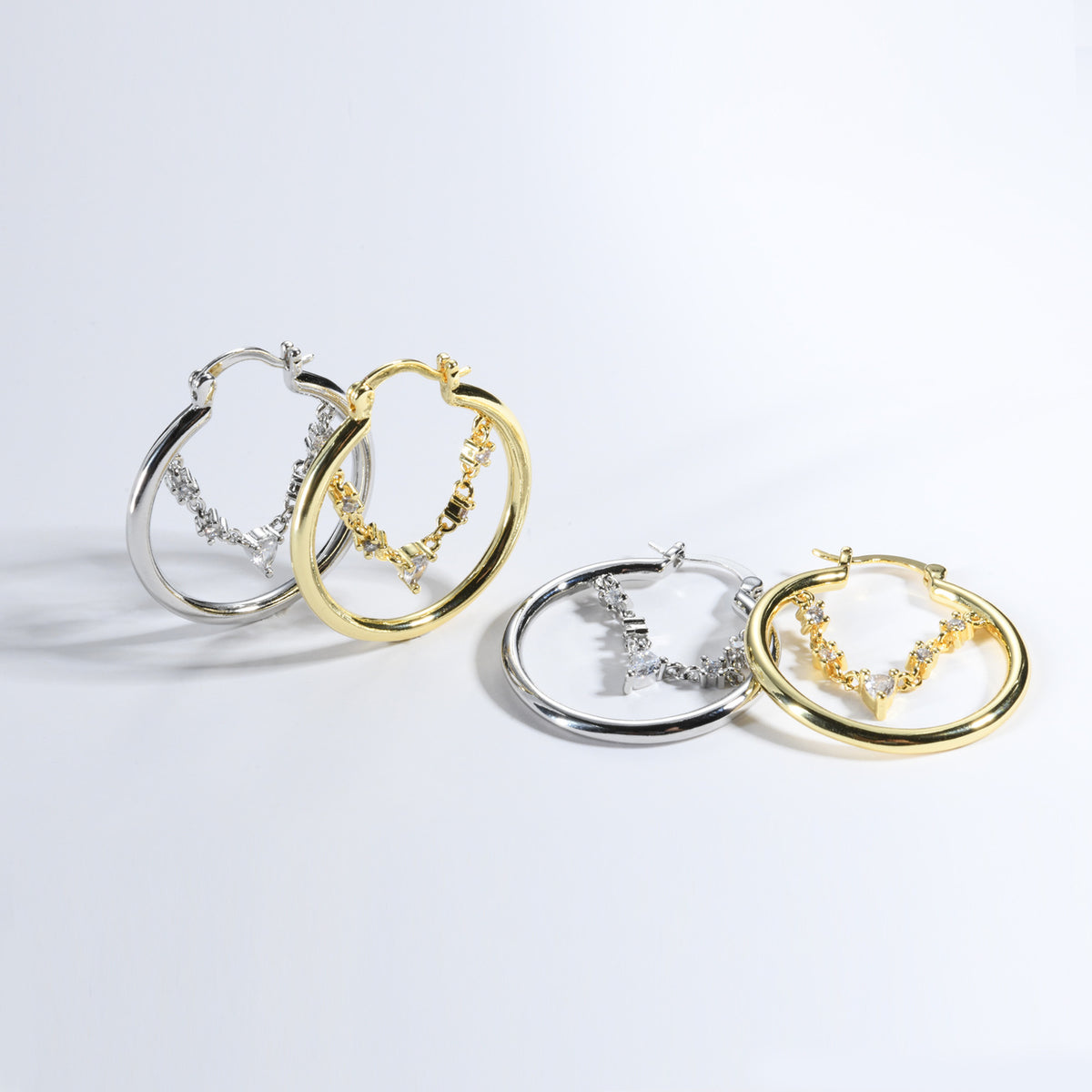 Stitching Diamond Ear Ring Simple Earrings