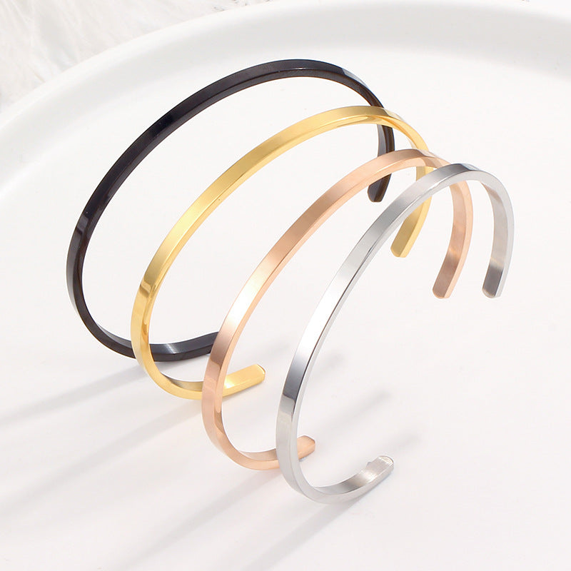 Women's Fashion Simple Glossy Stainless Steel Bracelet