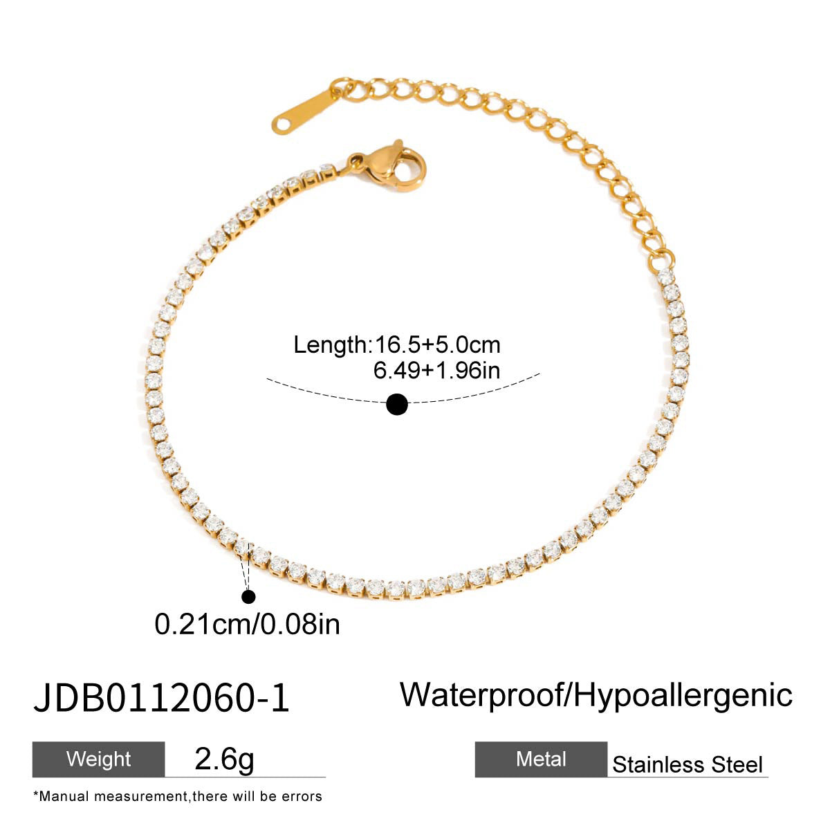 Fashion Personality Stainless Steel Zircon Stacked Bracelet