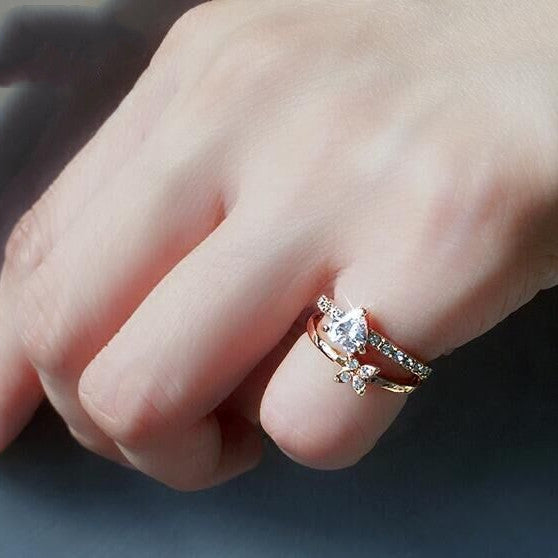 Women's Sweet Bow Zircon Love Ring