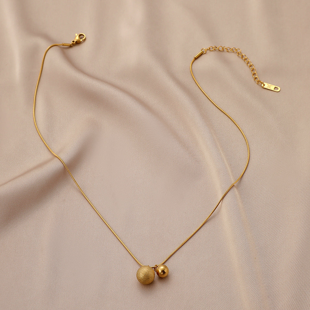 Stainless Steel Small Gold Bean Necklace Titanium