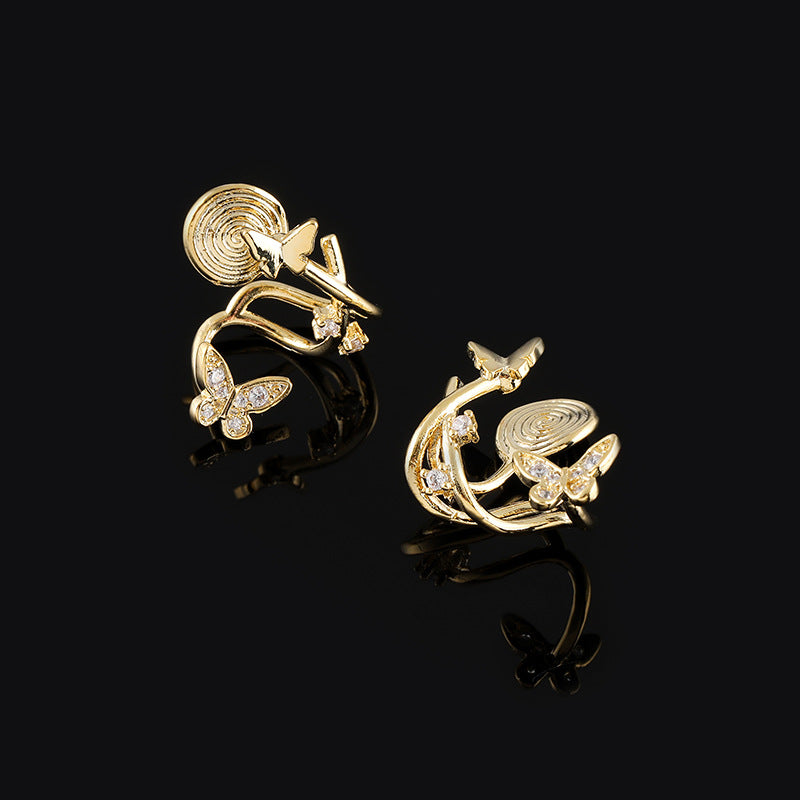 Exquisite Double-Butterfly Light-Luxury Zircon Earrings