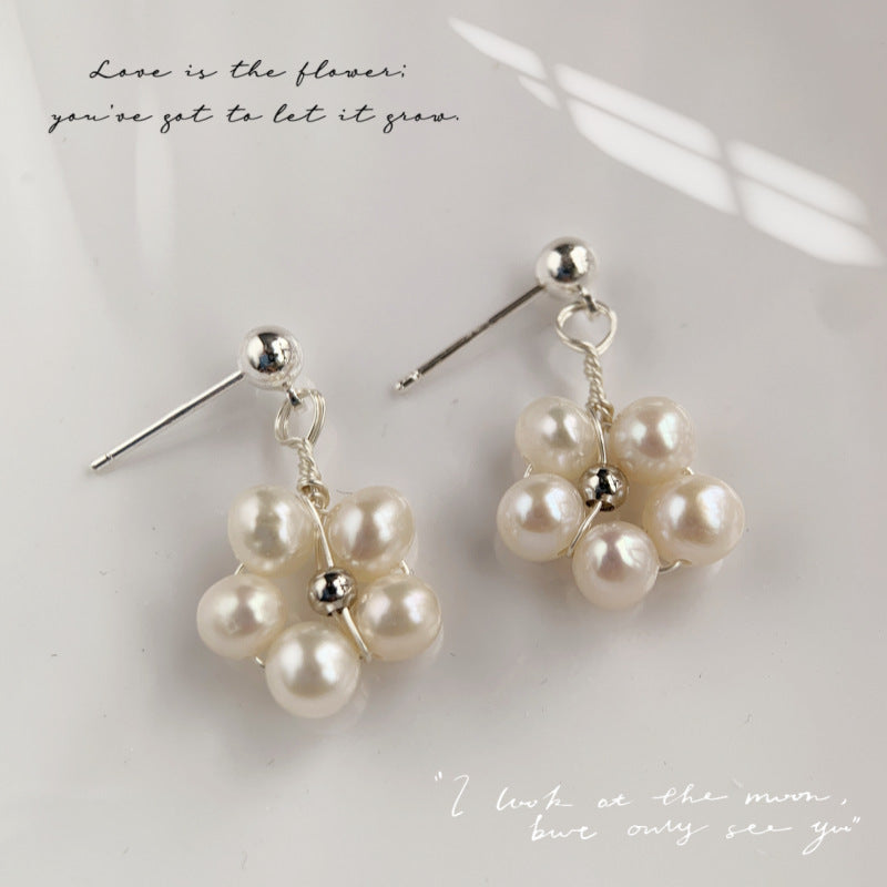 Female Creative Versatile Natural Pearl Flower Earrings