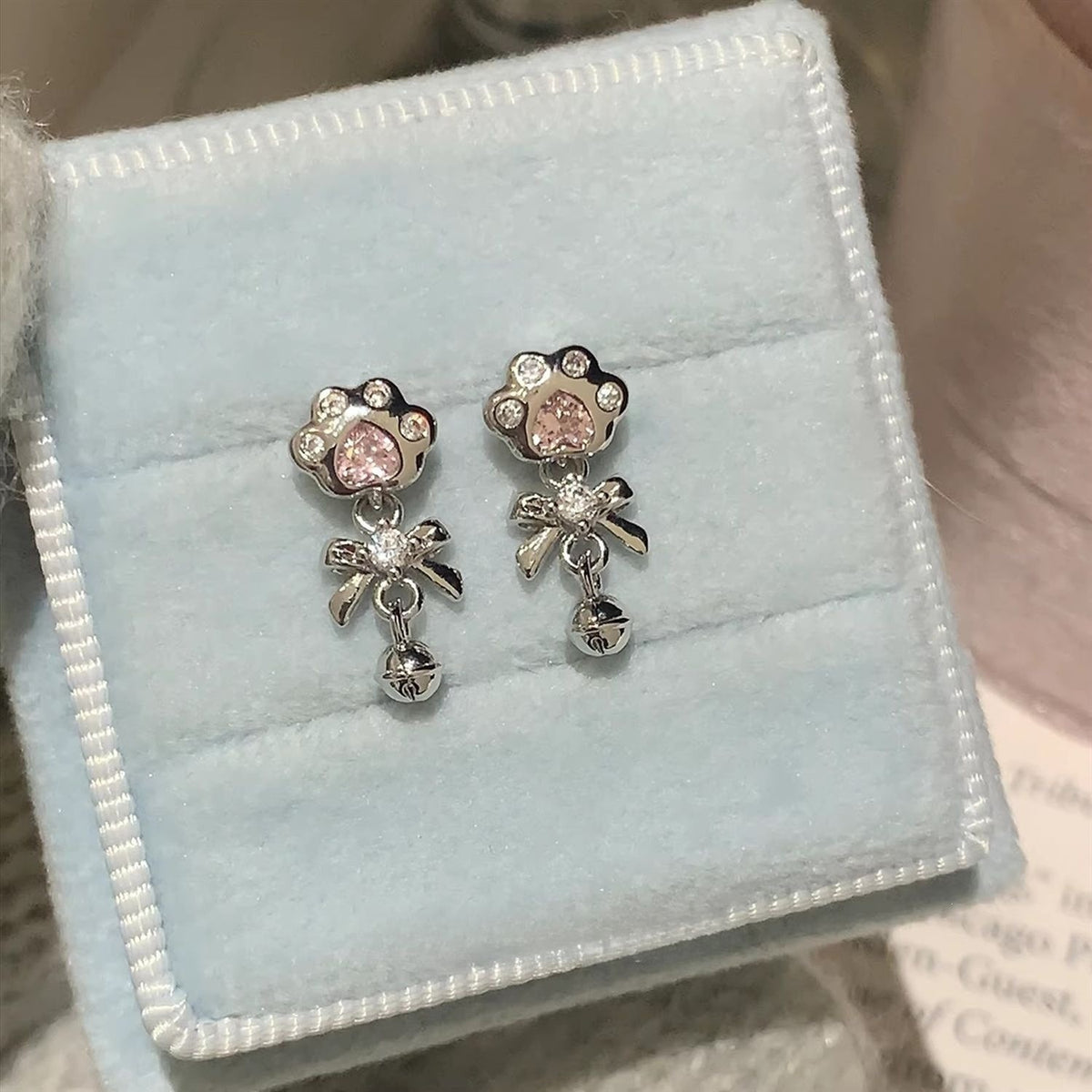 Cute Cat Paw Stud Earrings, Cartoon Sweet Cool Unique Temperament Helix Cartilage Studs For Women
