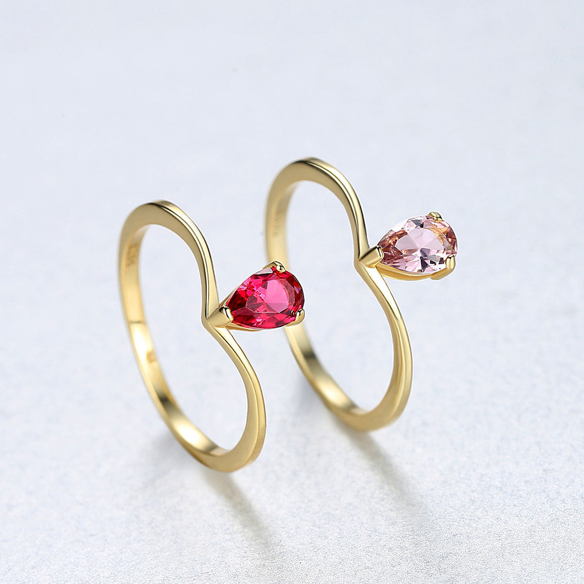 S925 Sterling Silver Ring Japan And South Korea Simple Pink Two-Color Treasure Ring