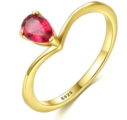S925 Sterling Silver Ring Japan And South Korea Simple Pink Two-Color Treasure Ring