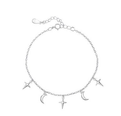 Light Luxury Star Moon Tassel Bracelet Female Student Compact Sterling Silver 925 Bracelet Creative Bracelet Accessory Gift