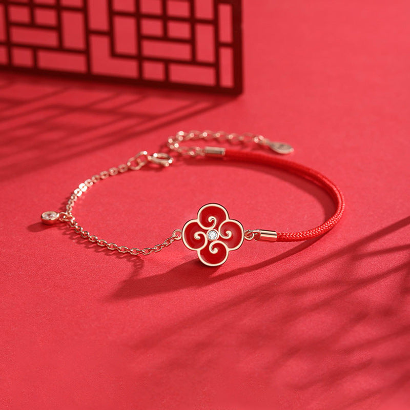 Four-leaf Clover Bracelet Female 925 Sterling Silver Ins Niche Design Hand Ornament