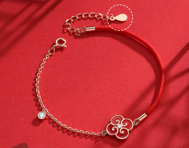 Four-leaf Clover Bracelet Female 925 Sterling Silver Ins Niche Design Hand Ornament