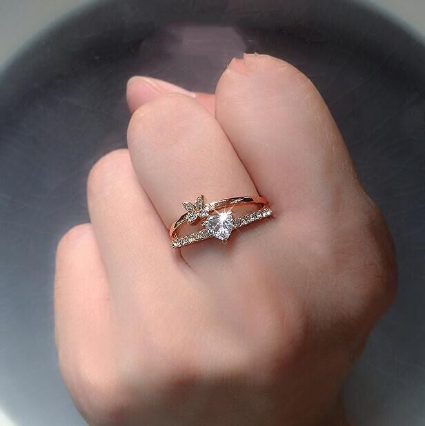 Women's Sweet Bow Zircon Love Ring