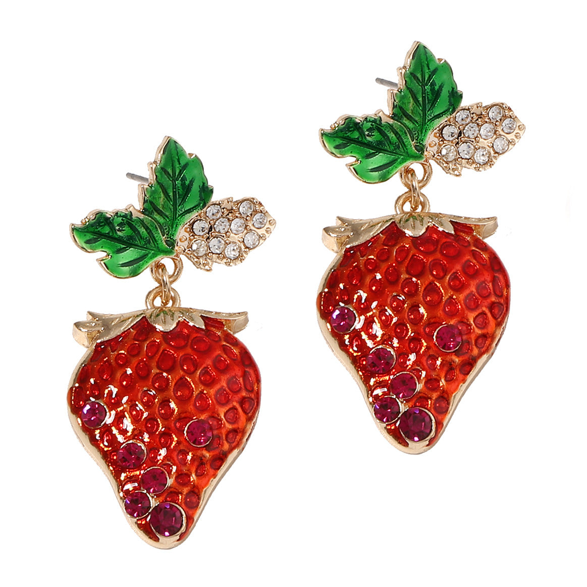 Cute Sweet Temperament Strawberry Alloy Enamel Earrings