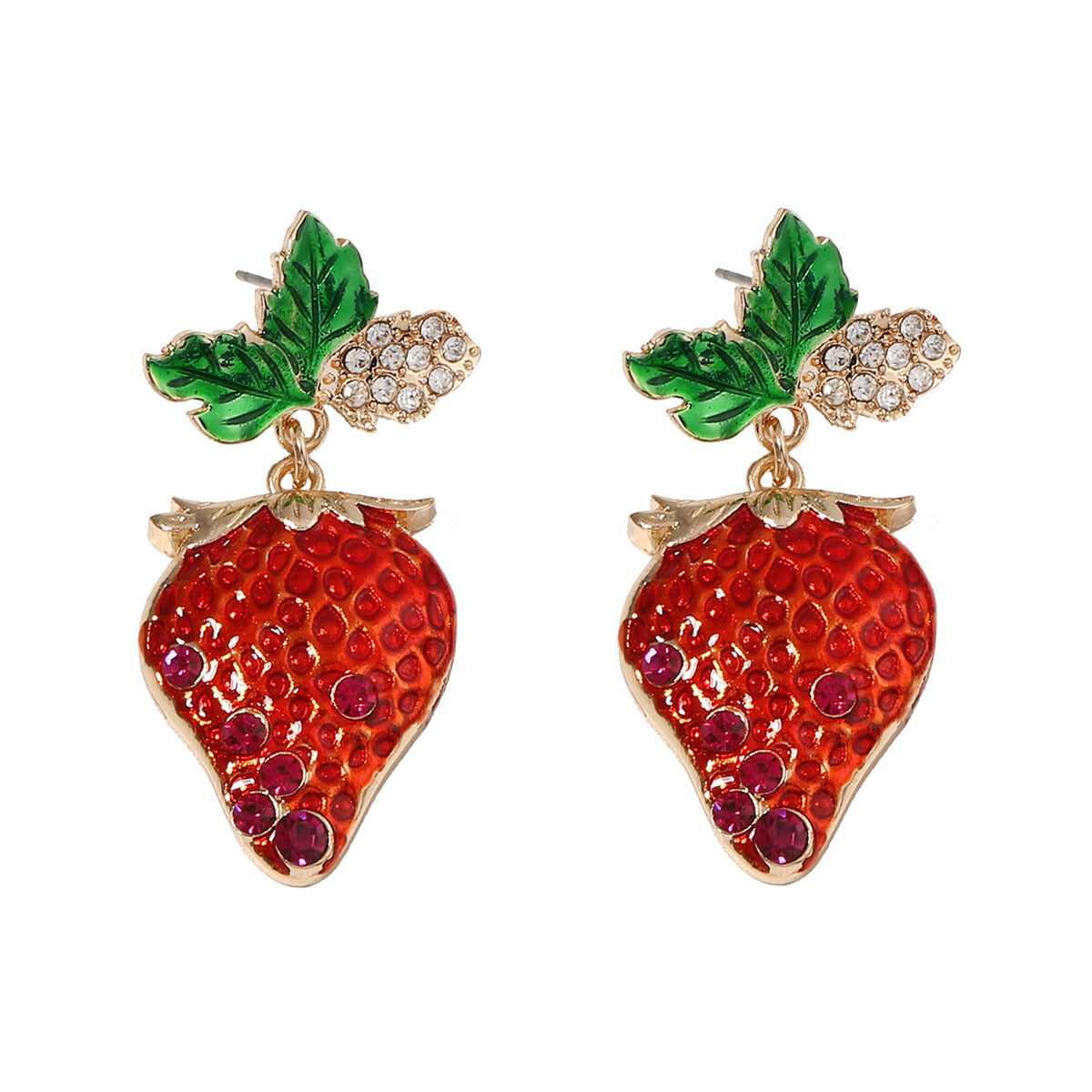 Cute Sweet Temperament Strawberry Alloy Enamel Earrings