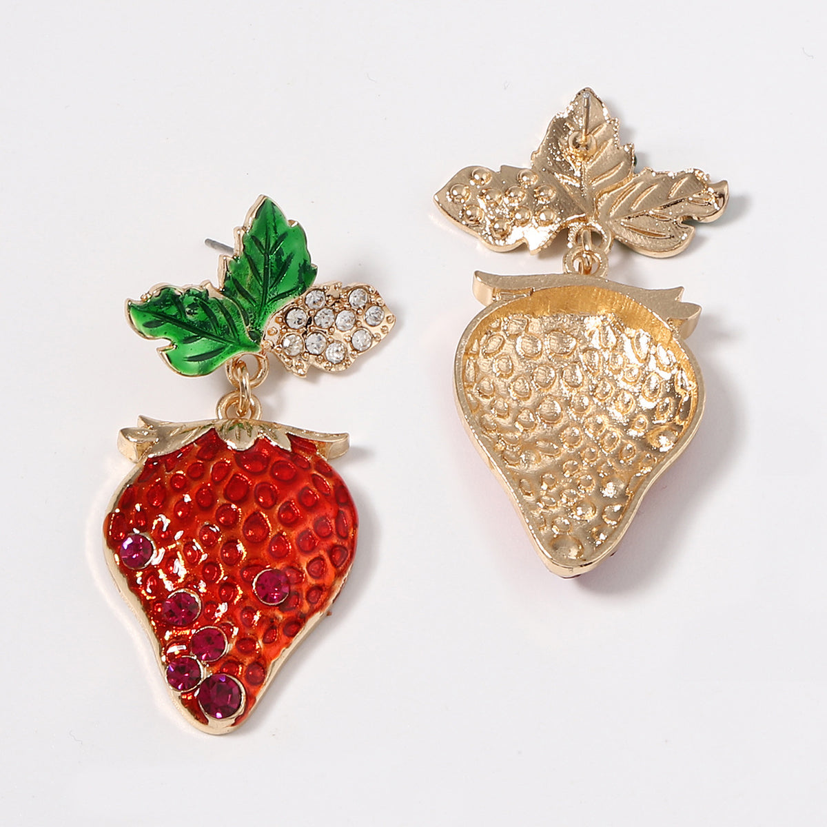Cute Sweet Temperament Strawberry Alloy Enamel Earrings