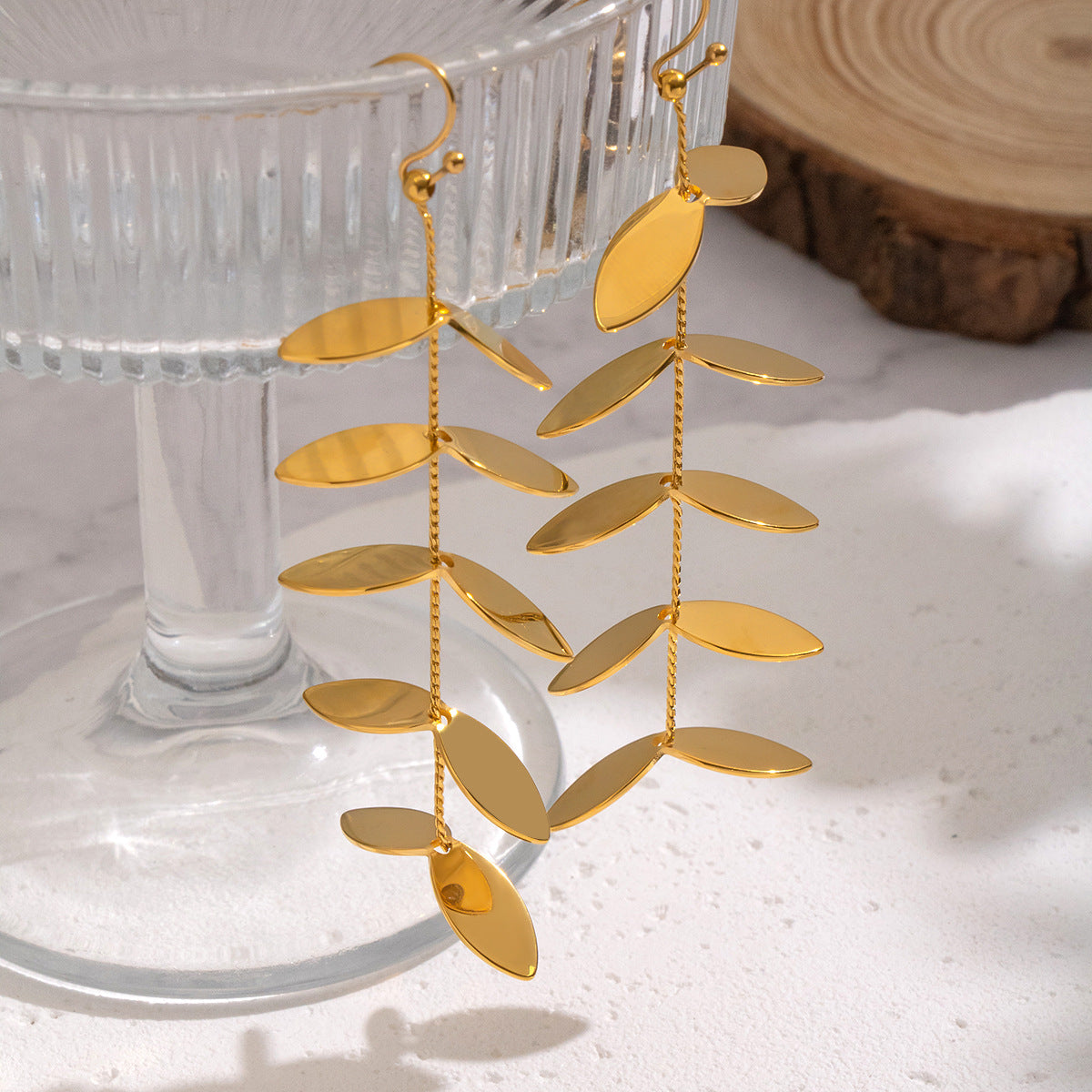 Simple Leaf Tassel Earrings For Women