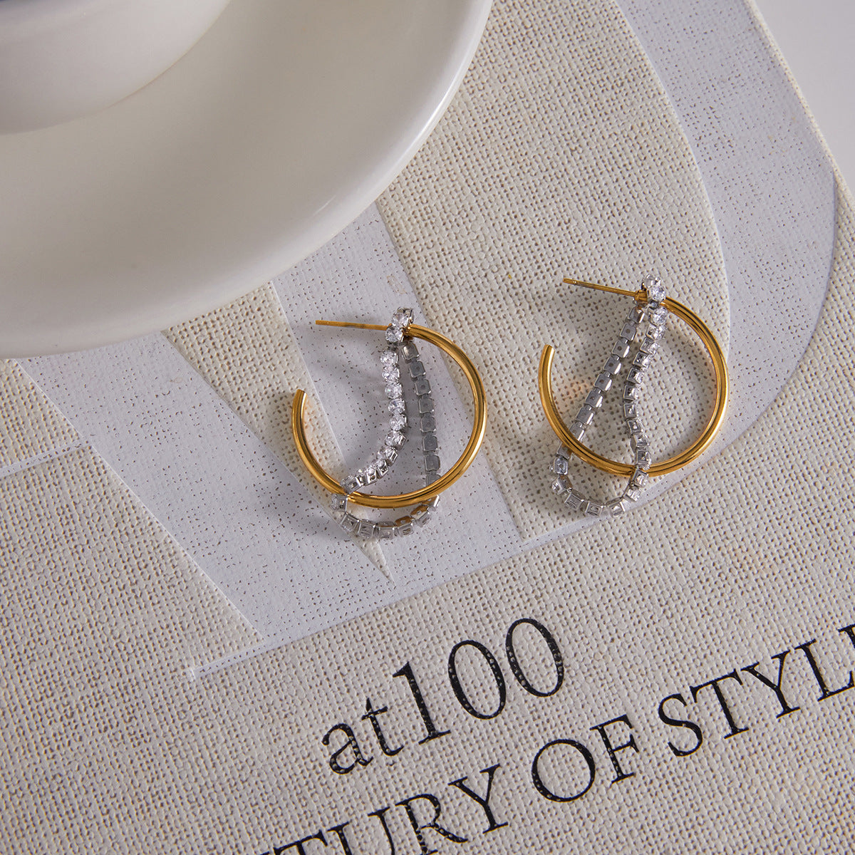 Stainless Steel Color-block C-ring Earrings With A Light-luxury High-end Vibe