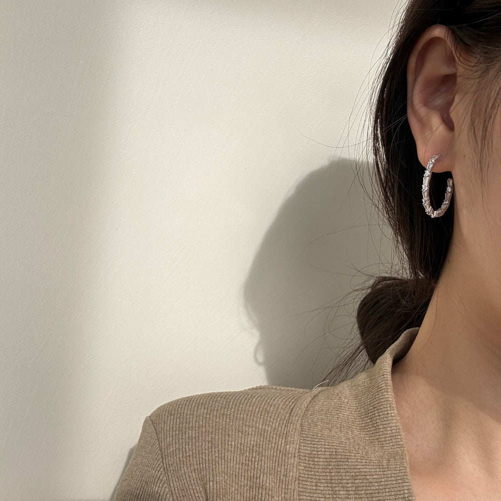 Sterling Silver Elegant Geometric Female Earrings