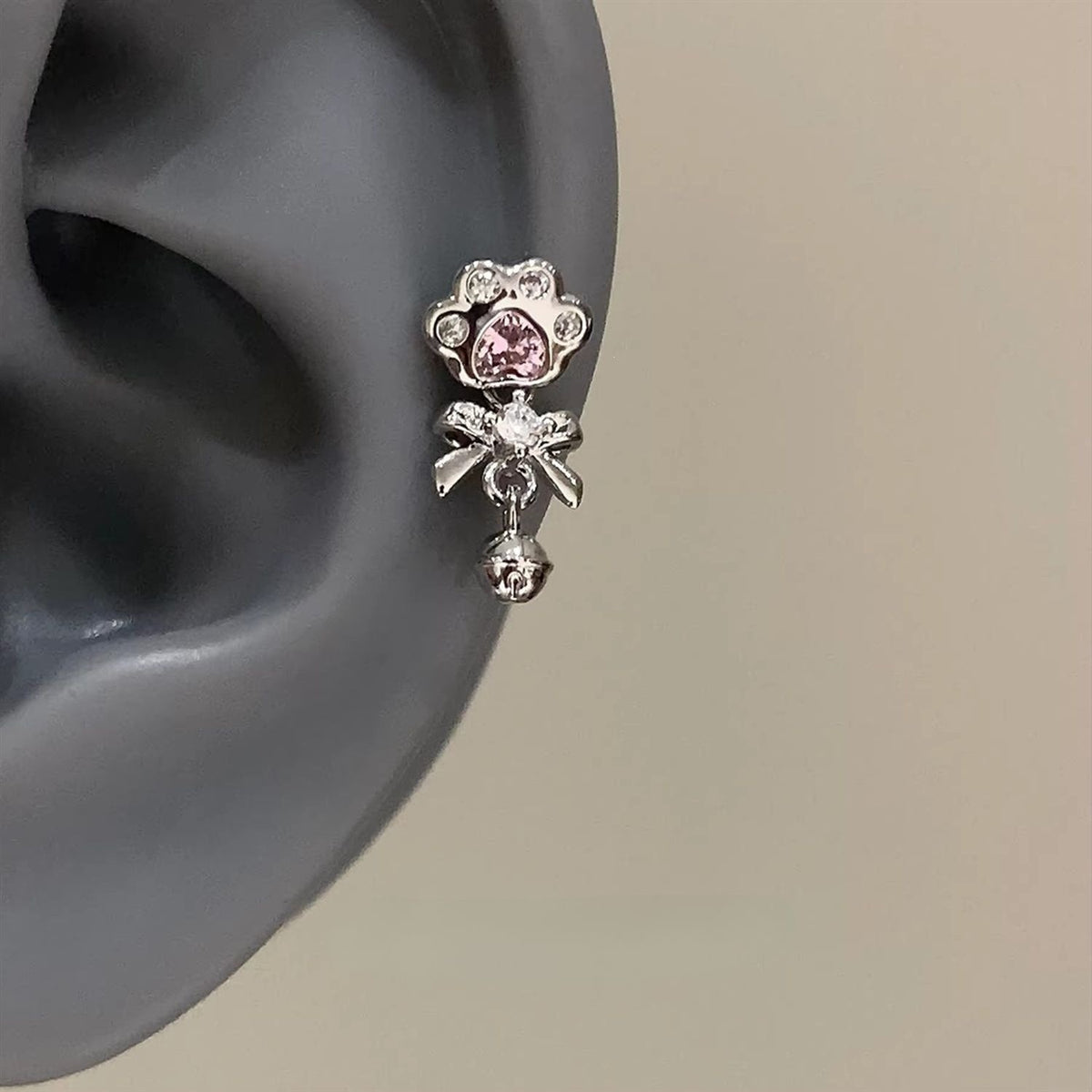Cute Cat Paw Stud Earrings, Cartoon Sweet Cool Unique Temperament Helix Cartilage Studs For Women