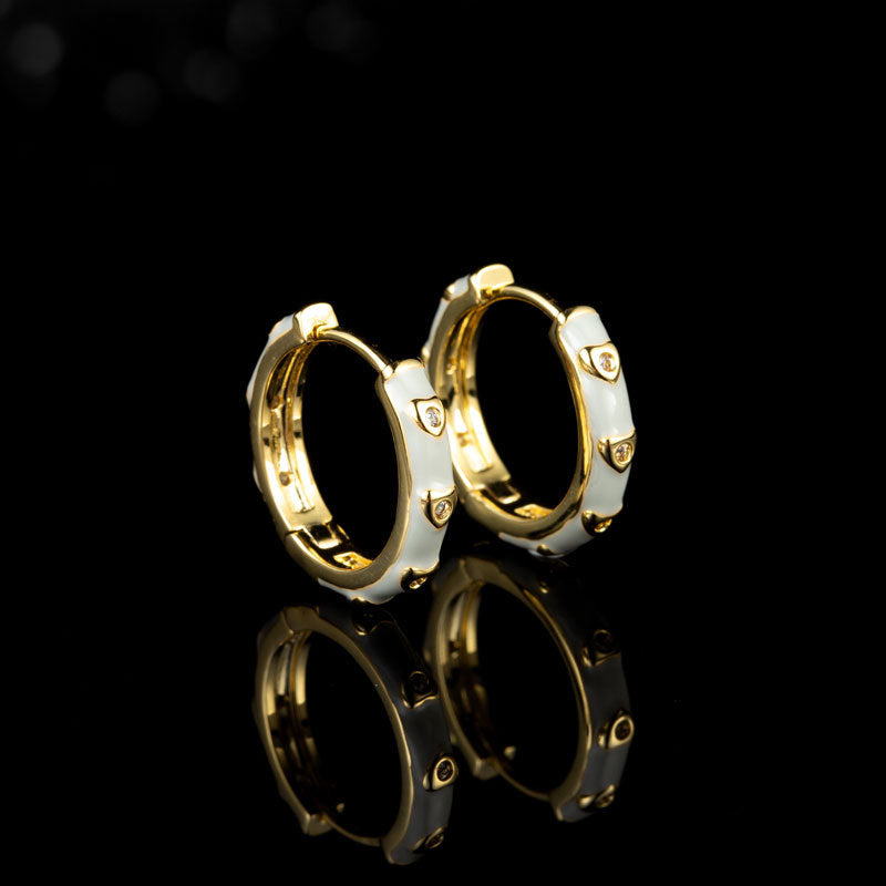 Simple All-match Oil Dripping Love Hook Earrings Women