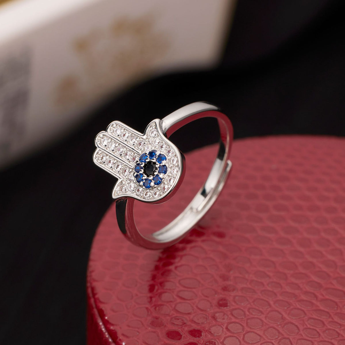European And American Micro-inlaid Open Ring Simple Blue Ring Female