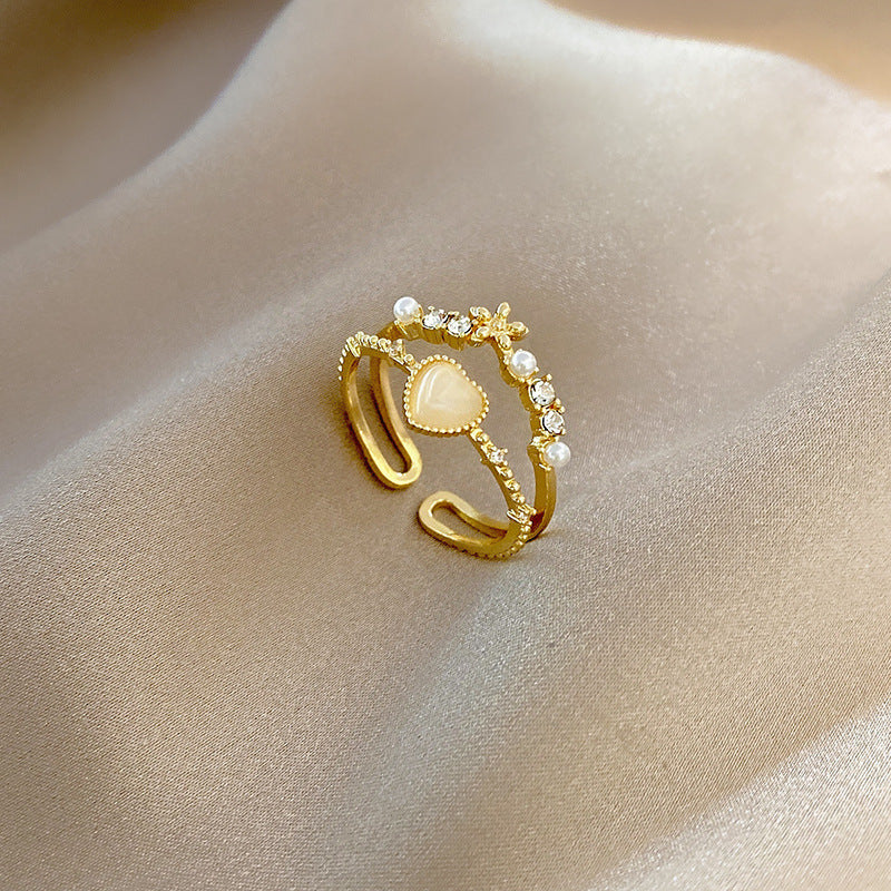 Celebrity Light Luxury Zircon Ring Female Simple Personality