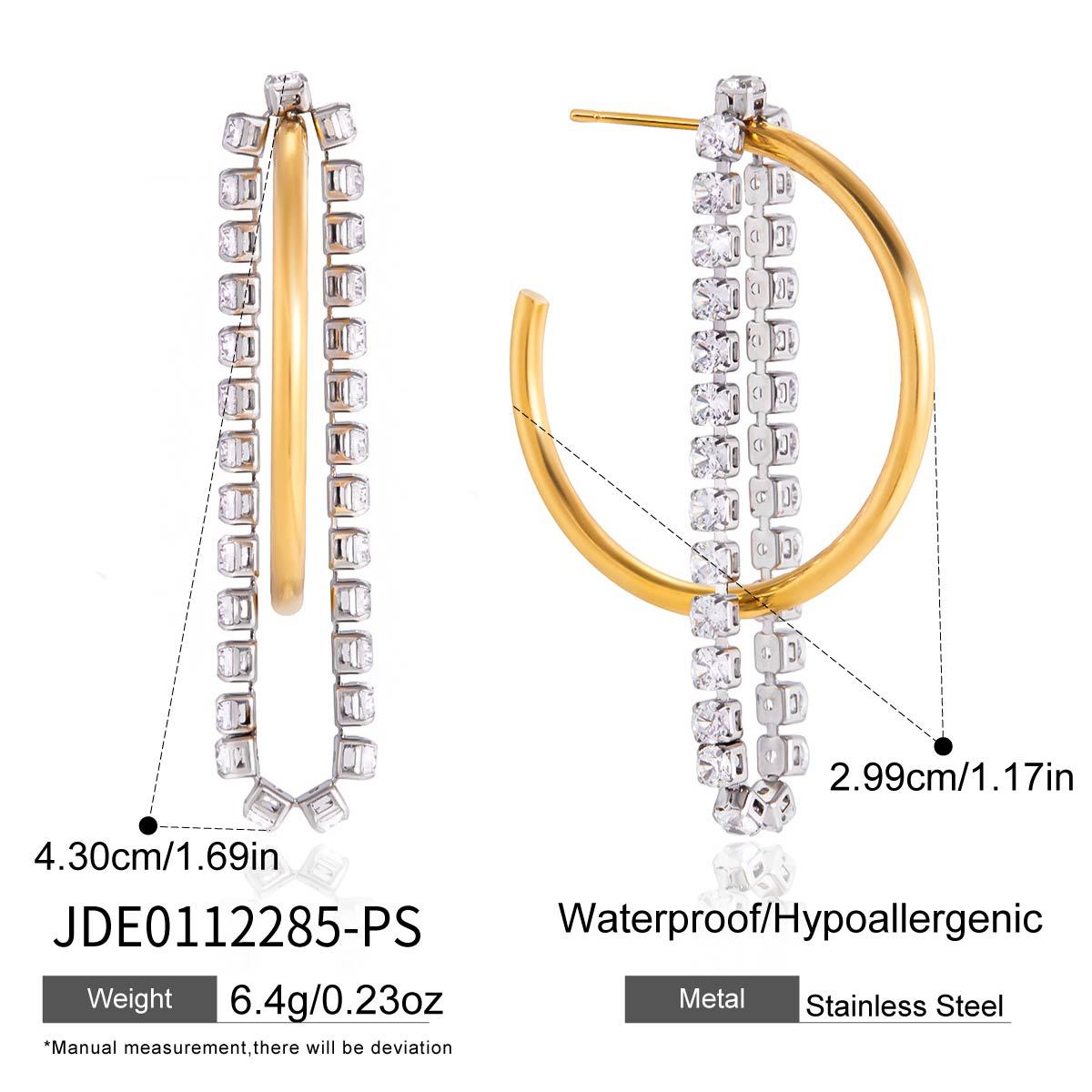 Stainless Steel Color-block C-ring Earrings With A Light-luxury High-end Vibe