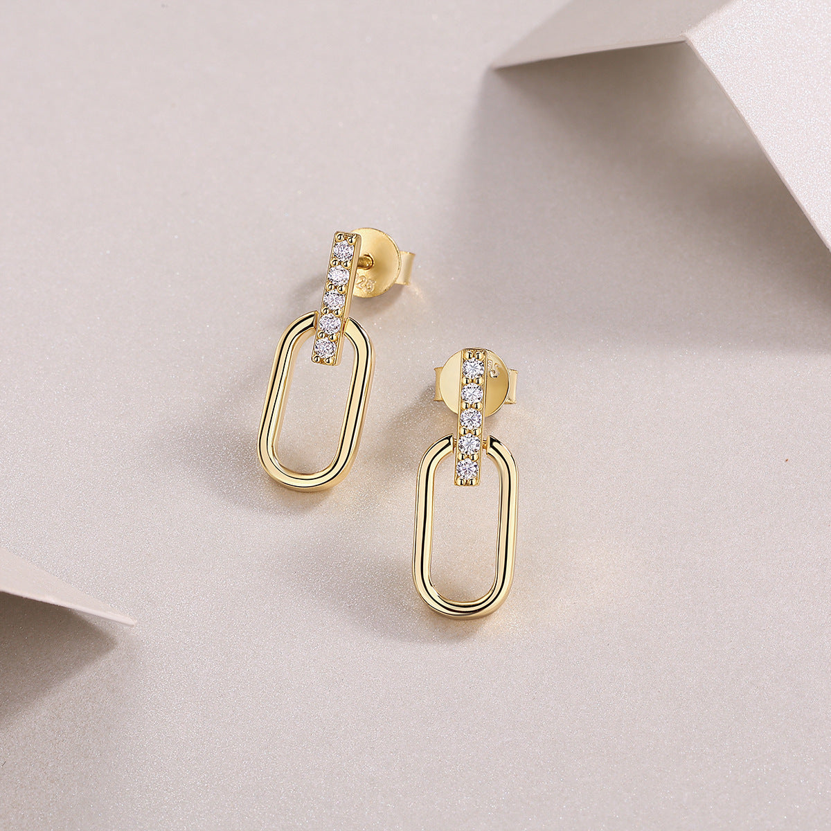U-shaped 925 Silver Earrings Golden Personality