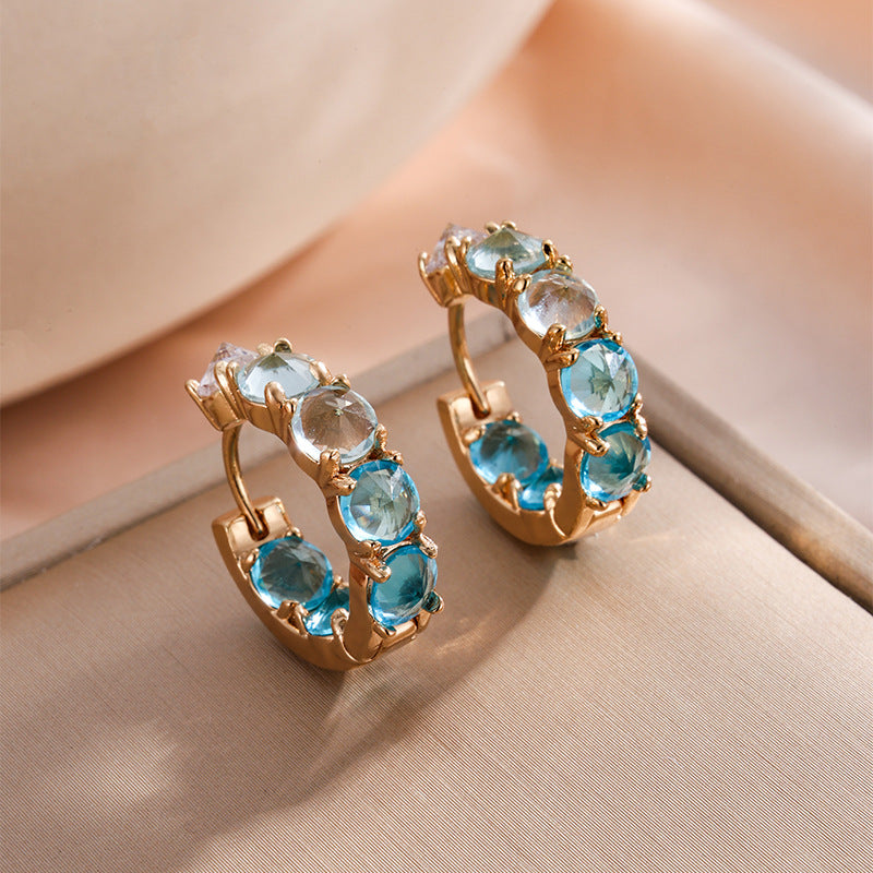 Full Diamond Square Zirconium Light Luxury Earrings