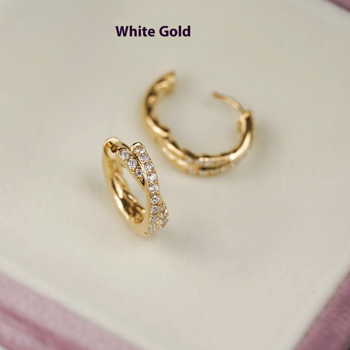 Cross Double Row Diamond Version Exquisite Commuter Style Twist Earrings