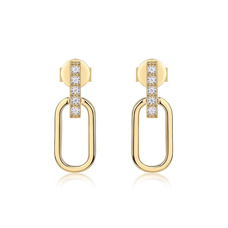 U-shaped 925 Silver Earrings Golden Personality