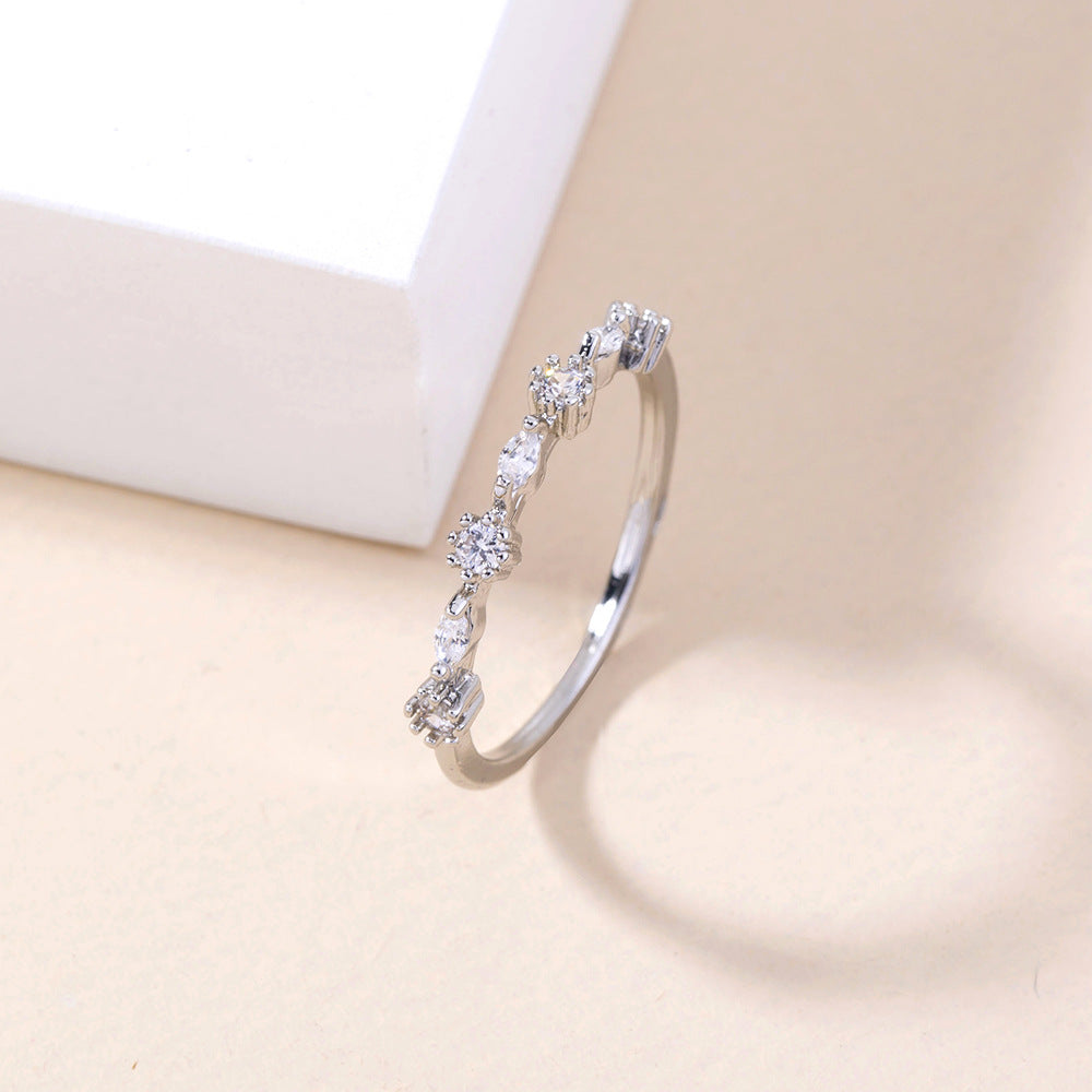 European And American Fashion Jewelry Temperament Opening Simple Zircon Ring