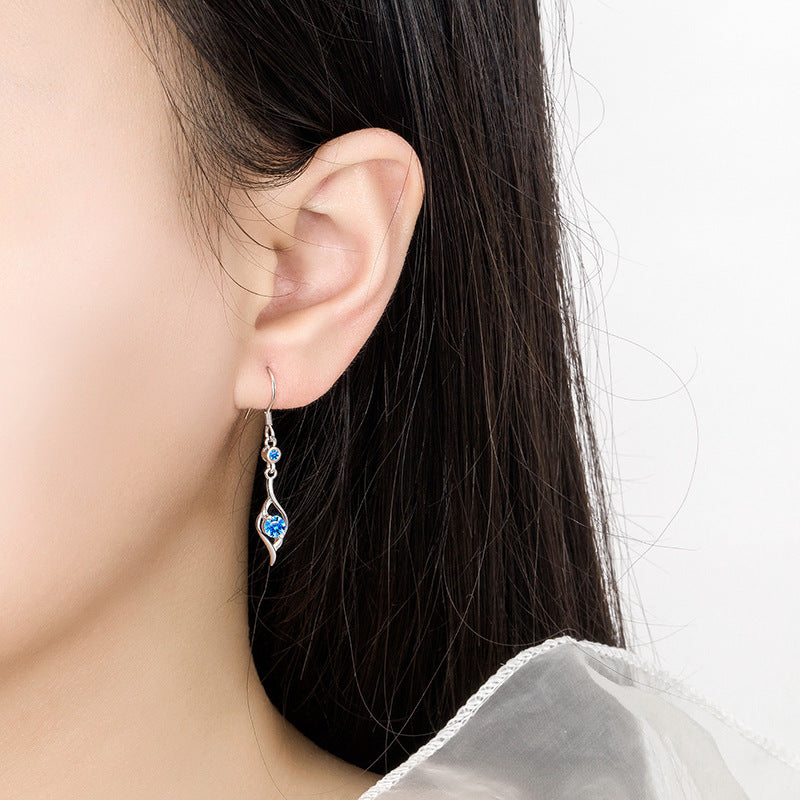 Simple Tassel Foot Silver Earrings