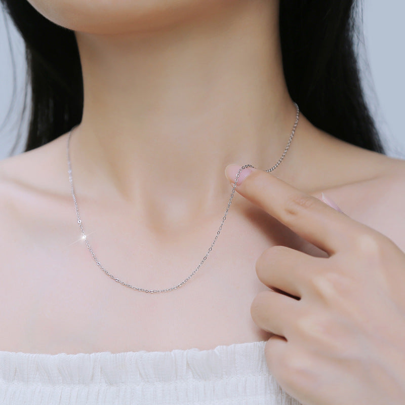 Simple White-plated Gold Universal Silver Single Chain Necklace