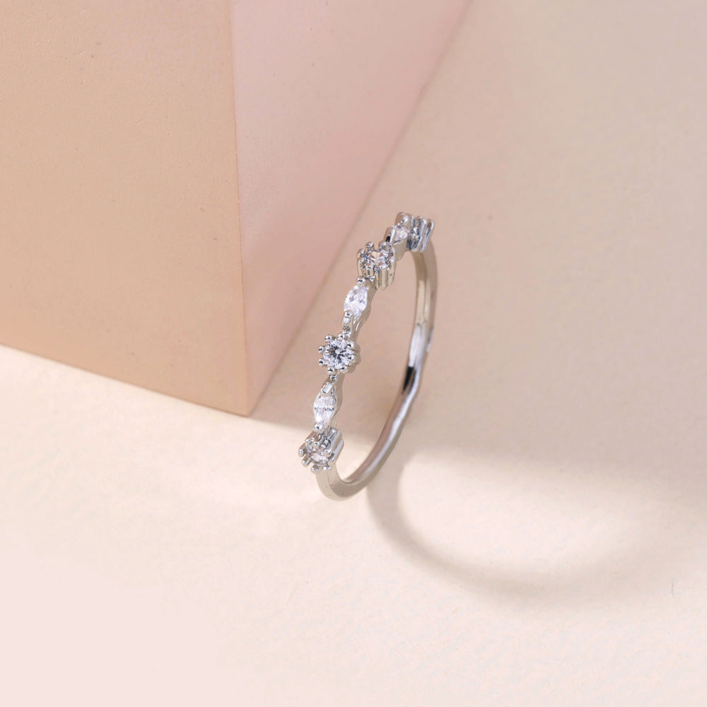 European And American Fashion Jewelry Temperament Opening Simple Zircon Ring