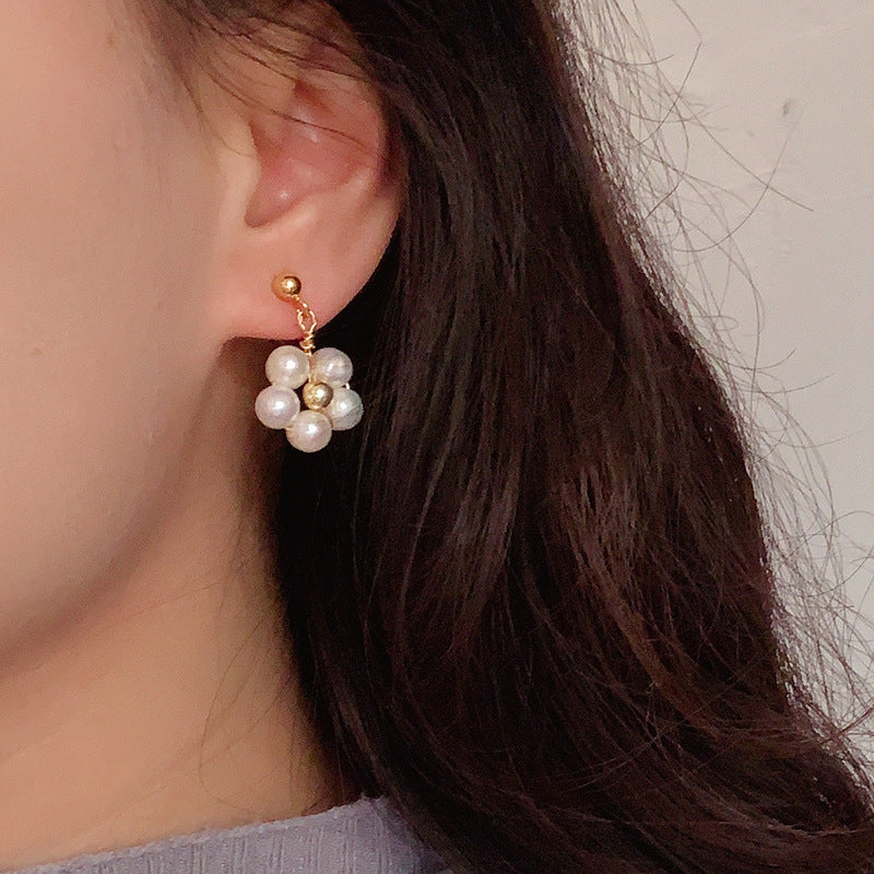 Female Creative Versatile Natural Pearl Flower Earrings