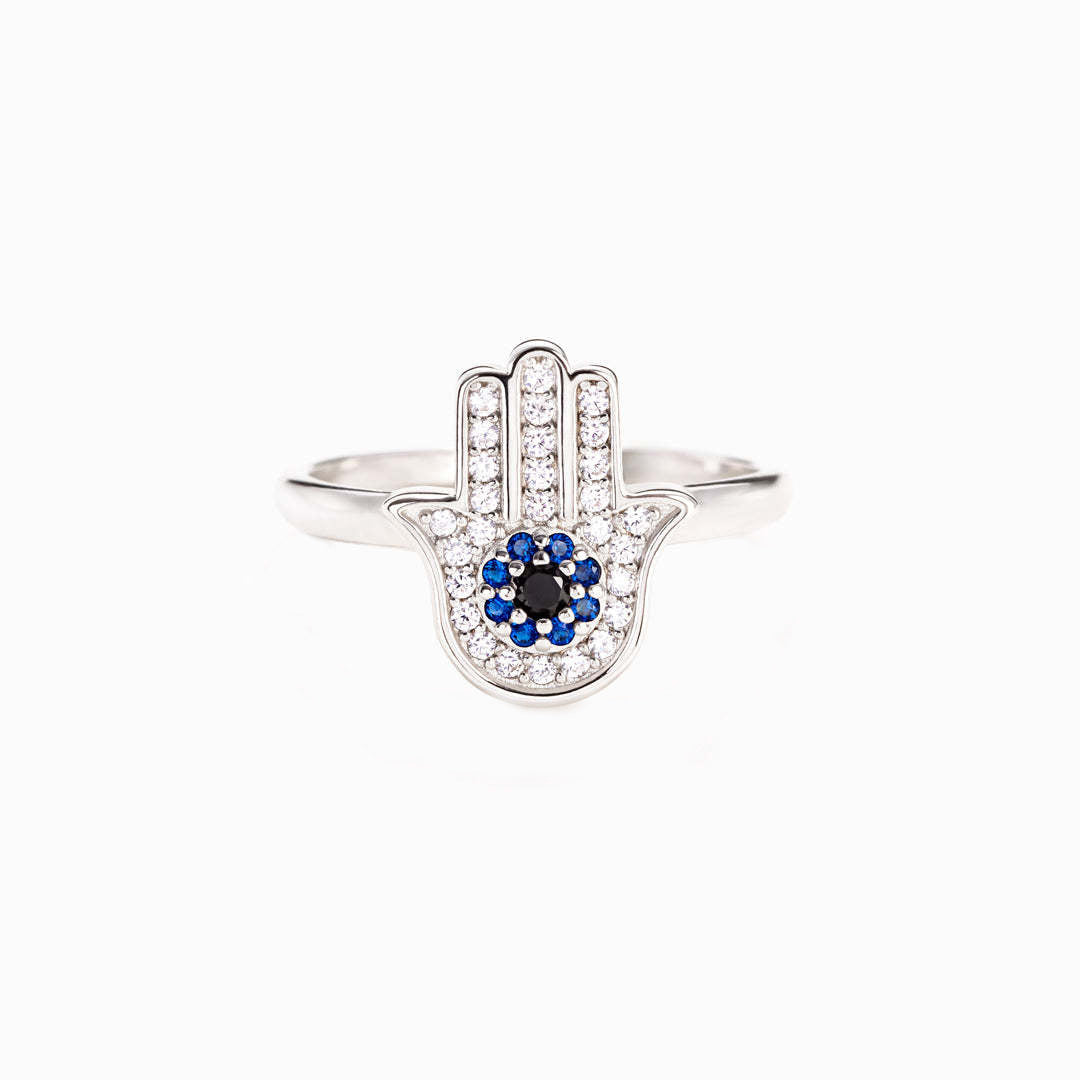 European And American Micro-inlaid Open Ring Simple Blue Ring Female