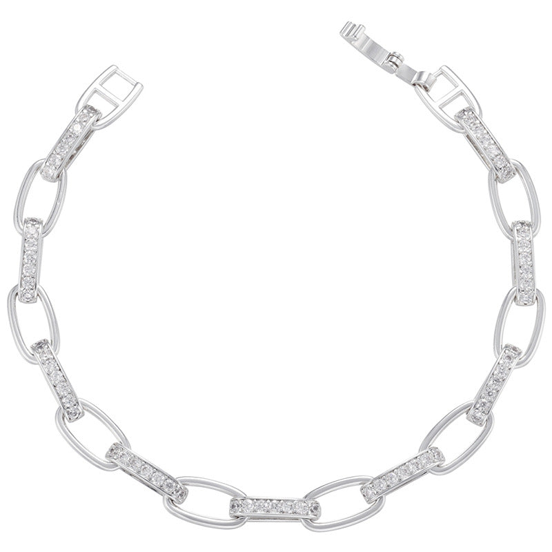 Womens Fashion Micro-Pave Zirconia Chain Bracelet