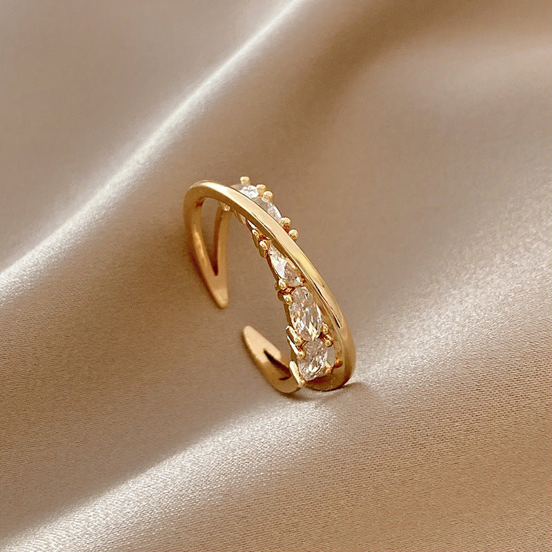 Celebrity Light Luxury Zircon Ring Female Simple Personality