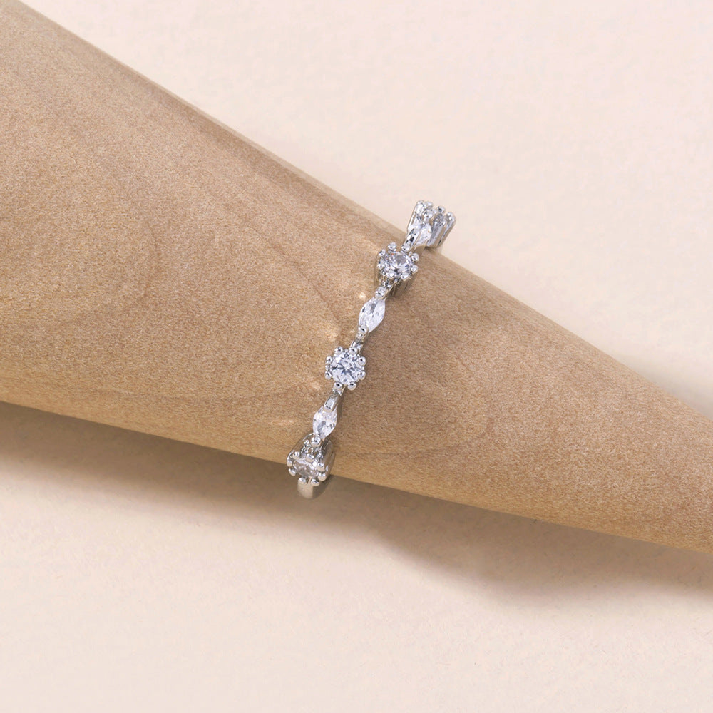 European And American Fashion Jewelry Temperament Opening Simple Zircon Ring