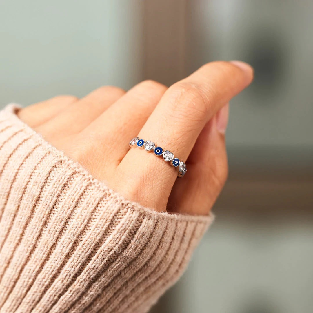 S925 Sterling Silver Love Zircon Ring