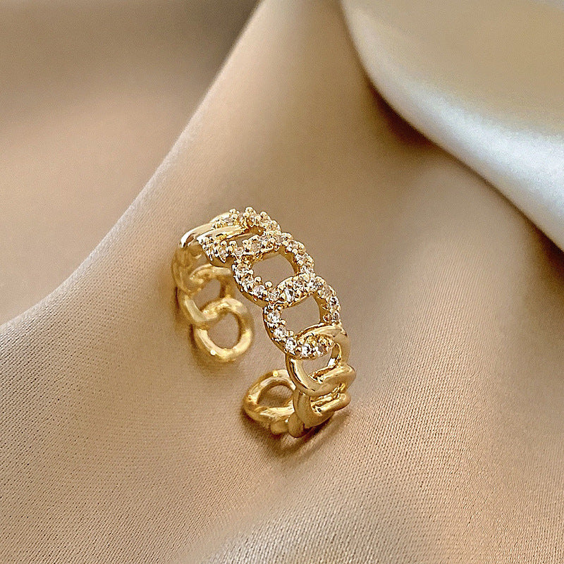 Celebrity Light Luxury Zircon Ring Female Simple Personality