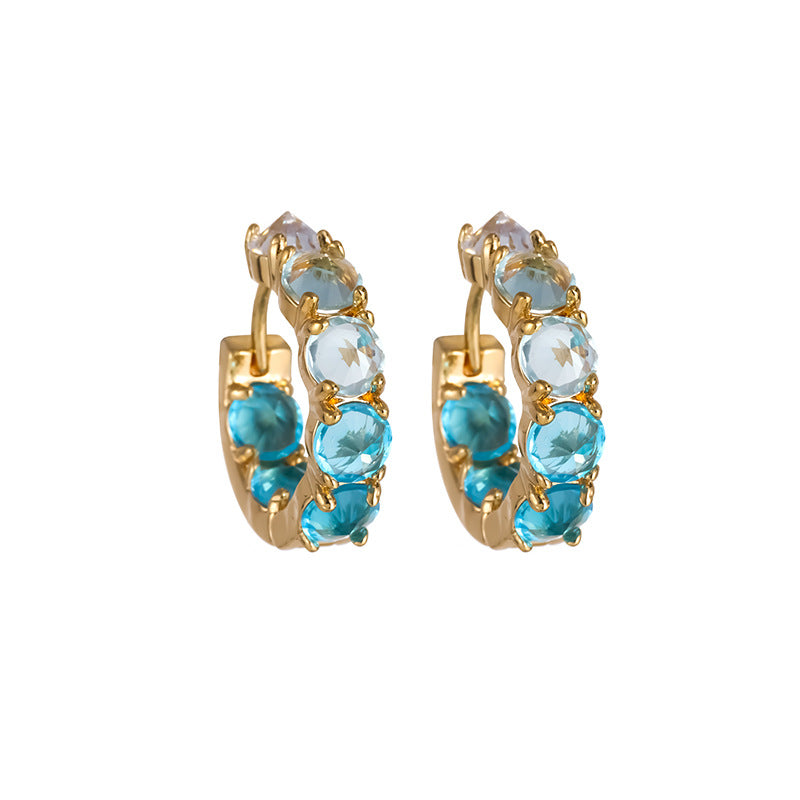 Full Diamond Square Zirconium Light Luxury Earrings