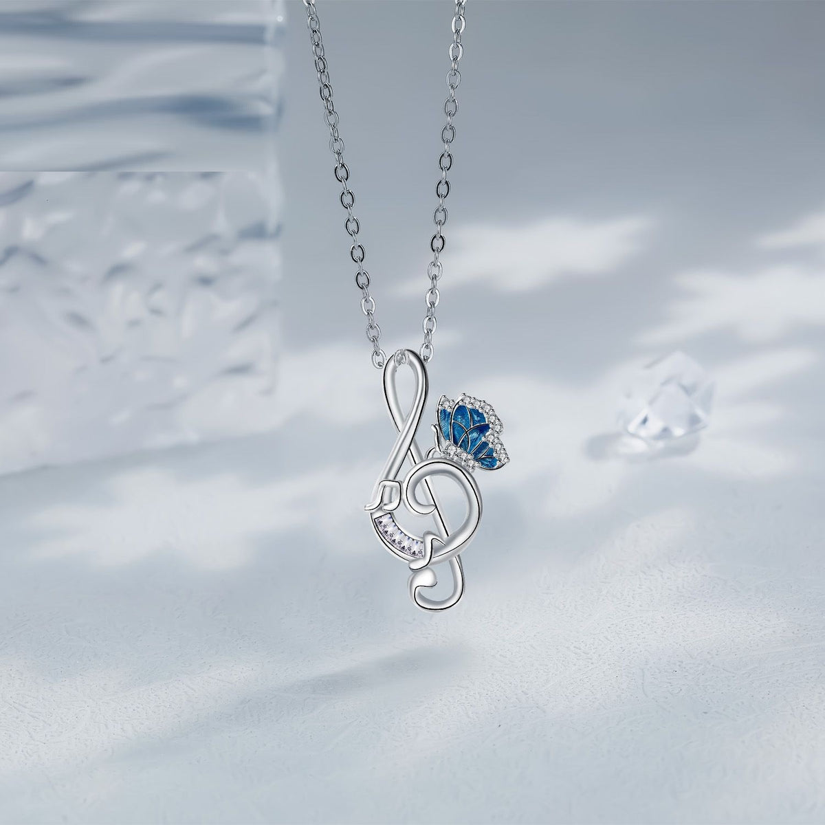 European And American Simple Graceful Mysterious Musical Note Necklace Butterfly Pendant
