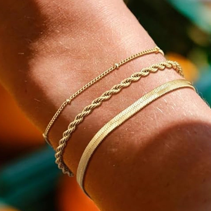 Exquisite Twist Bracelet Stainless Steel Layered Wear Snake Bones Chain