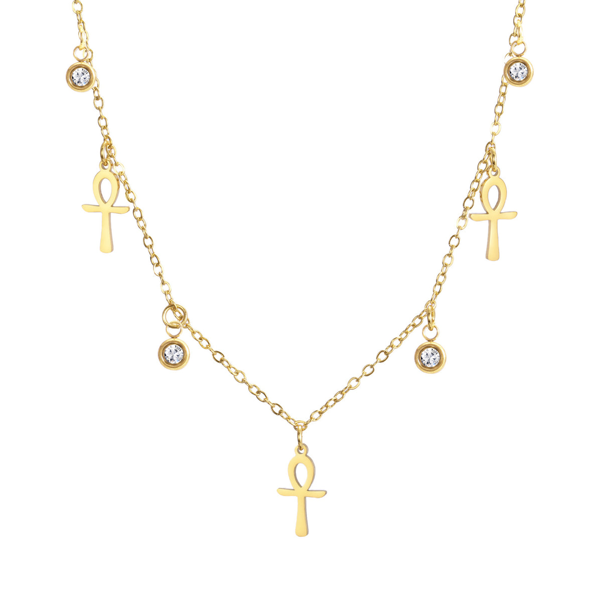 Stainless Steel Zircon Bead Necklace For Women