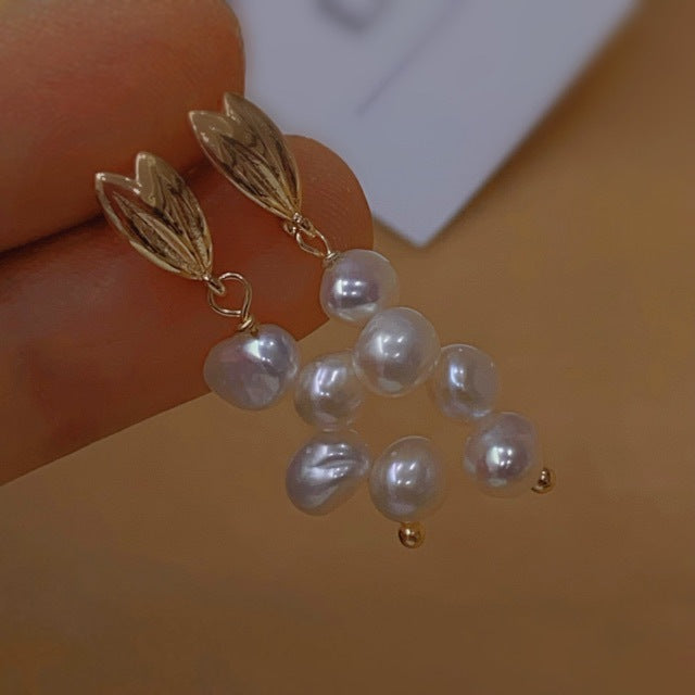 Natural Freshwater Baroque Pearl Earrings Long
