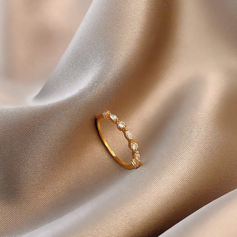 Celebrity Light Luxury Zircon Ring Female Simple Personality
