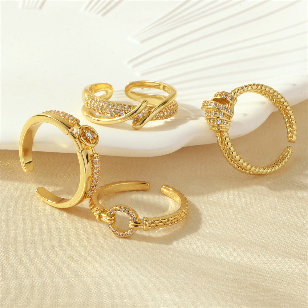 European And American Ins Cold Style Elegant Cross Cord For Braiding Ring Women