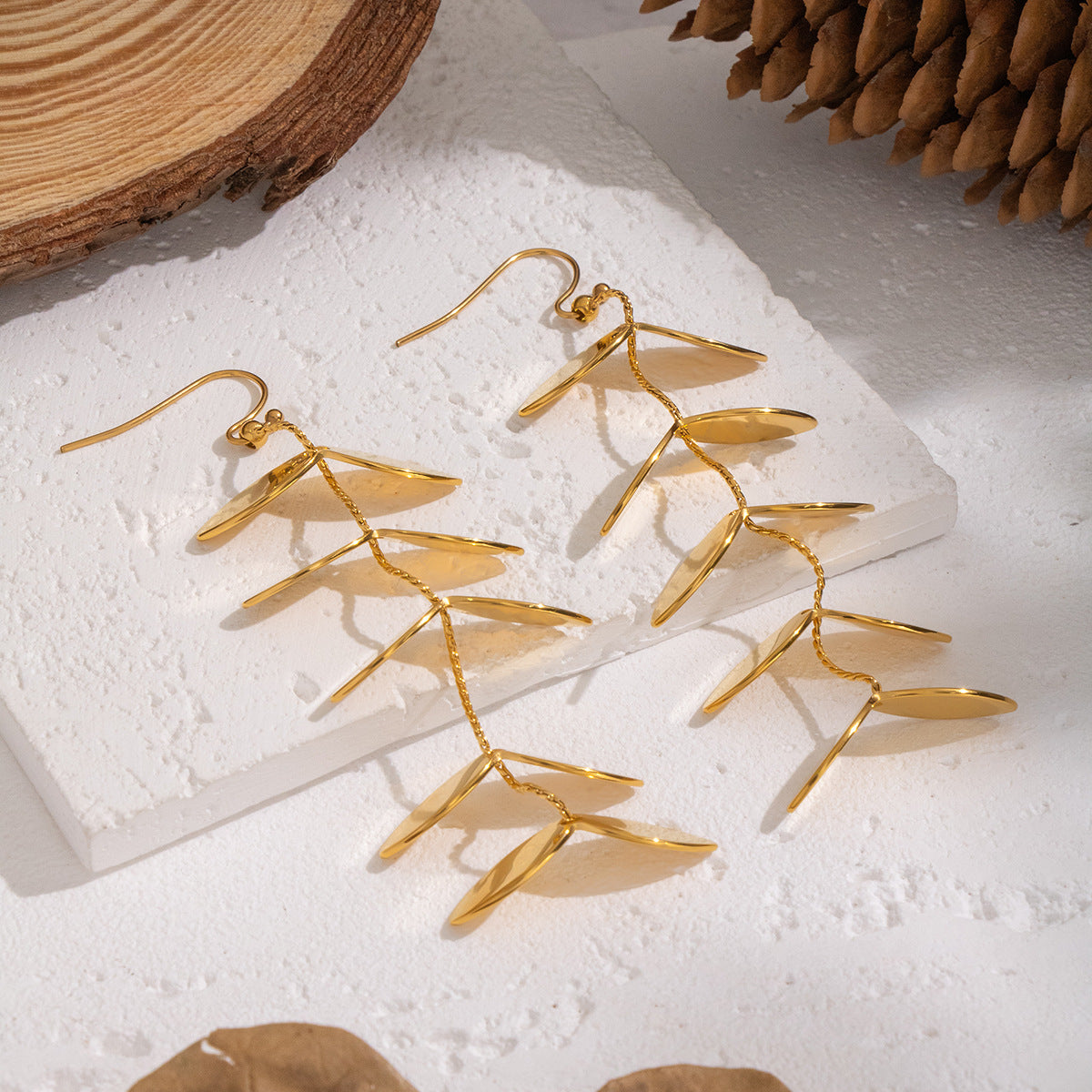 Simple Leaf Tassel Earrings For Women